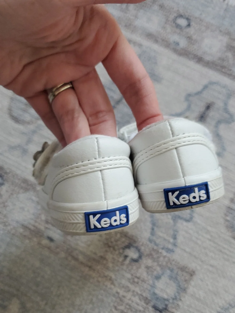 Keds Baby Girls Mary Jane Ella White Leather Sneakers Sz5